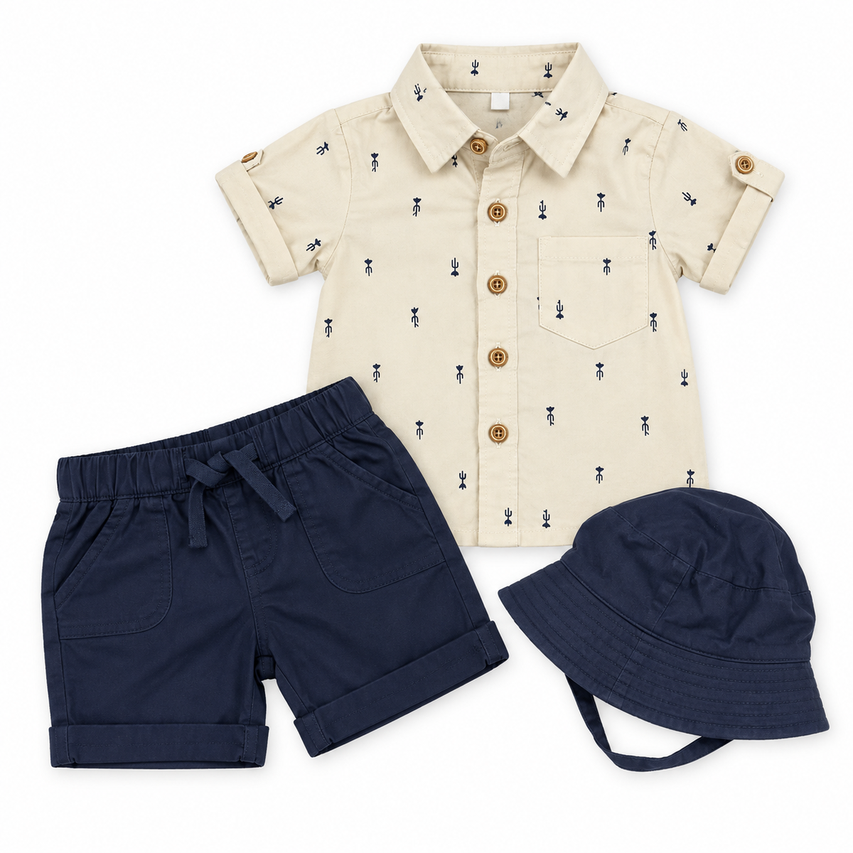 Bearbaby Blue Safari Baby T-Shirt, Shorts & Cap Set | 6M–24M  --6