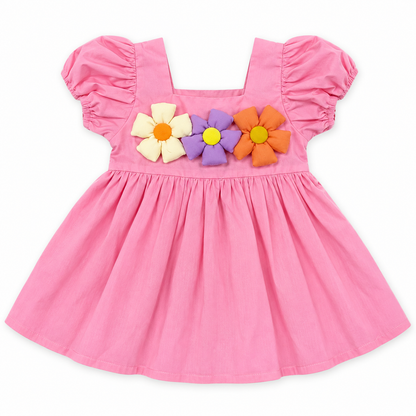 Bearbaby Pink Floral Bow Baby Girls Party Dress | 6 Months–3 Years  --12