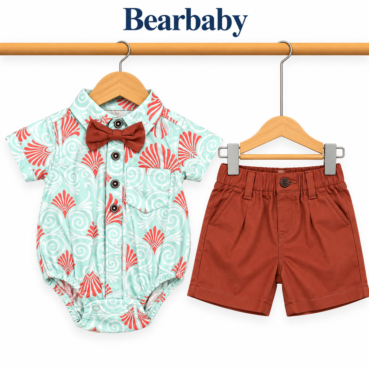 Bearbaby Tropical Leaves Baby Shirt & Shorts Set | 3M–24M  1