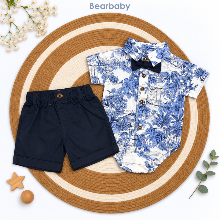 Bearbaby Tropical Leaves Baby Shirt & Shorts Set | 3M–24M  1