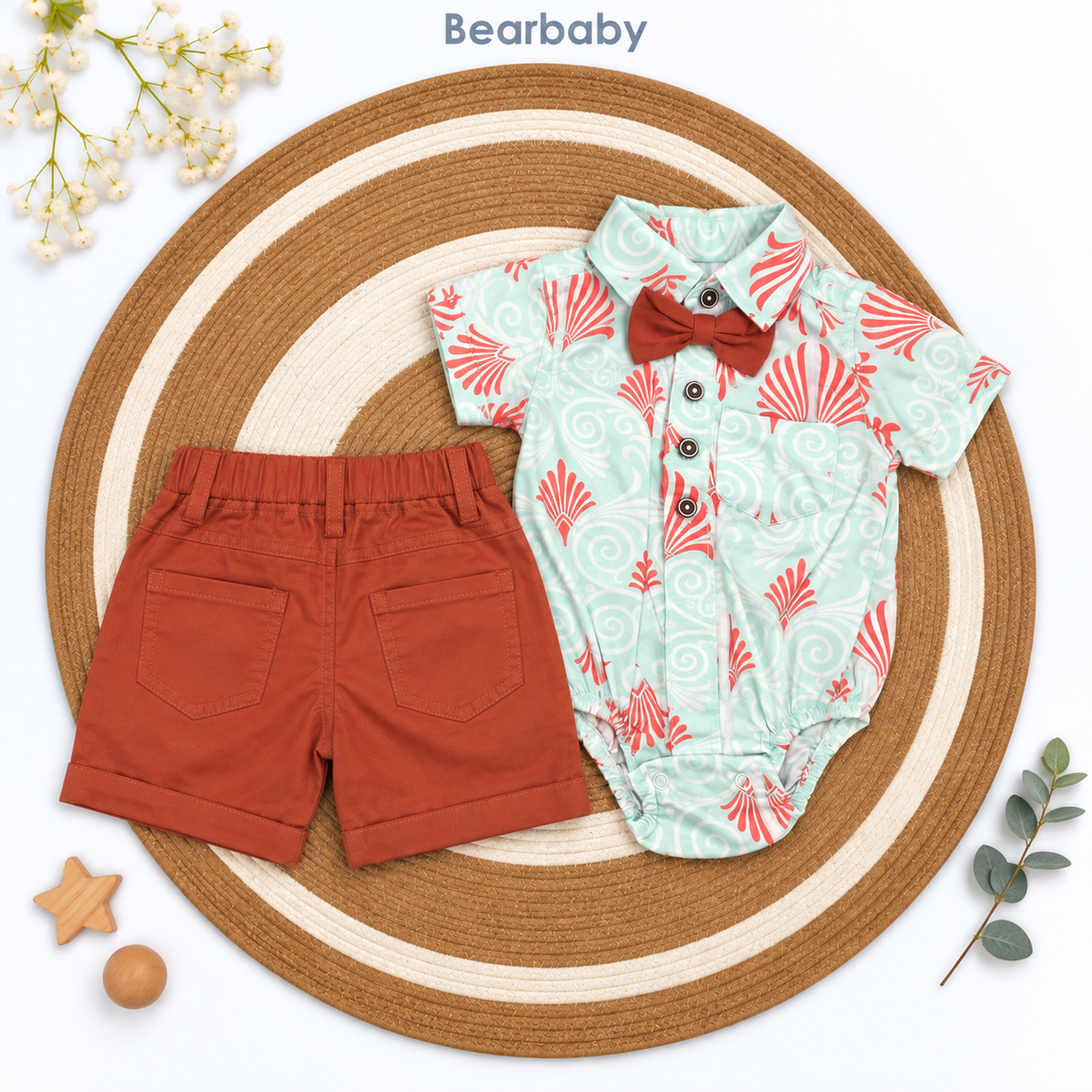 Bearbaby Tropical Leaves Baby Shirt & Shorts Set | 3M–24M  1