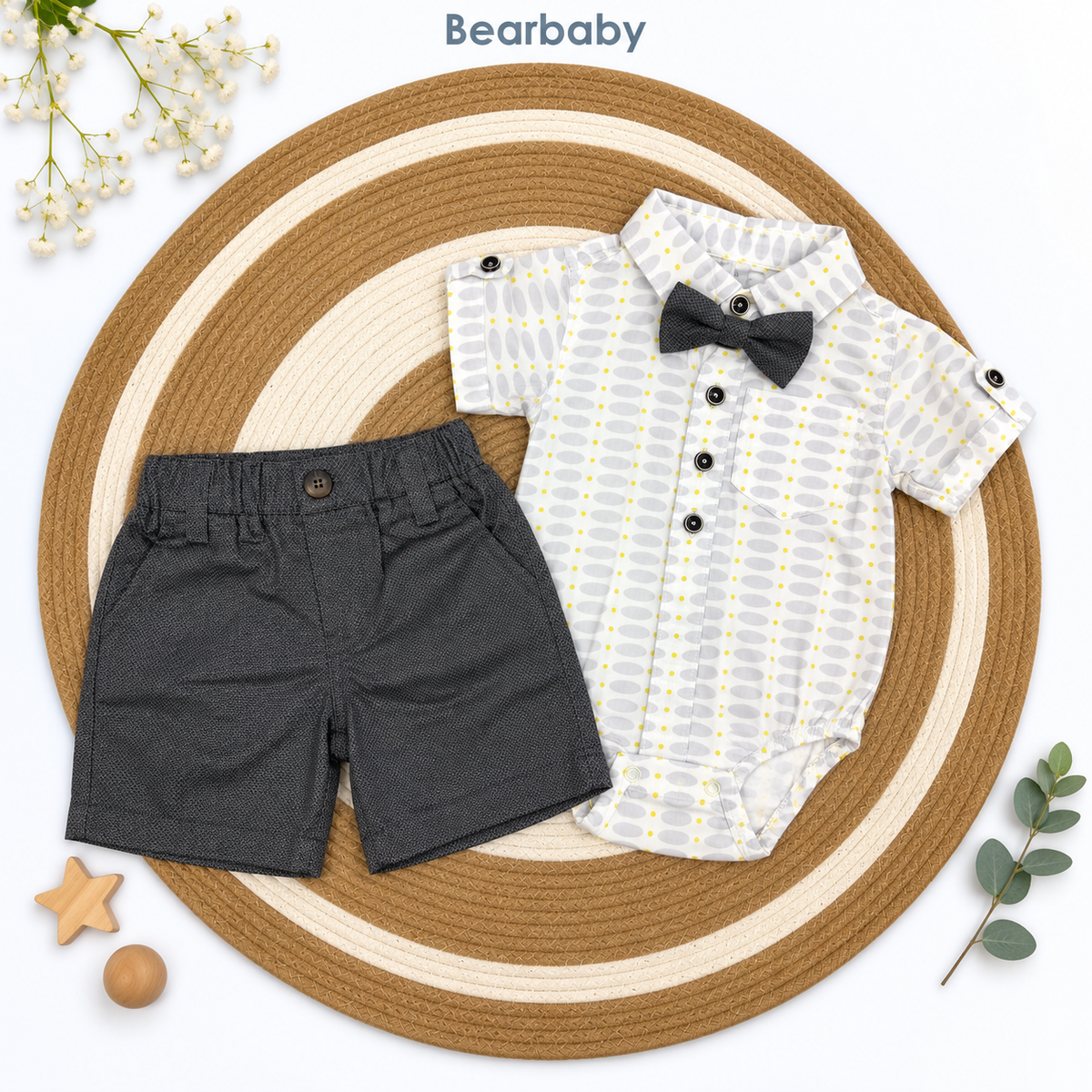 Bearbaby Tropical Leaves Baby Shirt & Shorts Set | 3M–24M  1