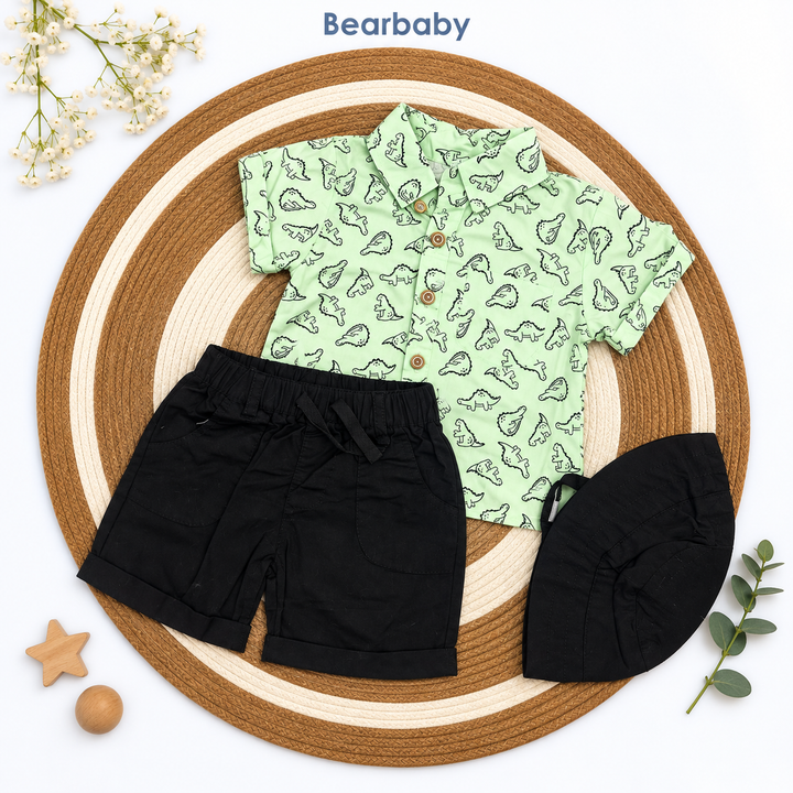 Bearbaby Blue Safari Baby T-Shirt, Shorts & Cap Set | 6M–24M  --6