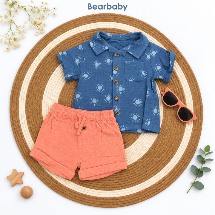 Bearbaby Navy Classic Baby Shirt & Shorts Set | 12M-24M --4