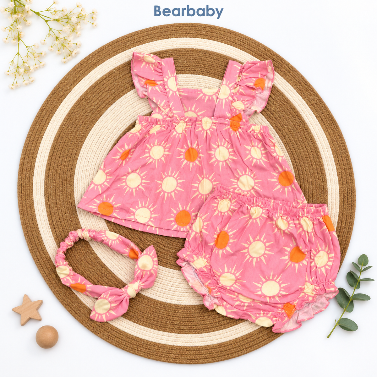 Bearbaby Sage Green Baby Girls Top & Bloomers Set | 3M–18M   --2