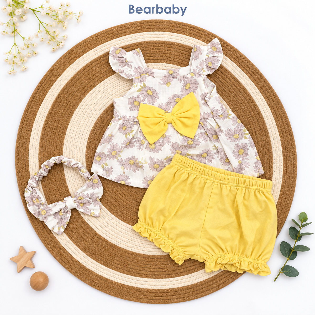 Bearbaby Yellow Lemon Baby Shirt & Shorts Set | 3M–18M--0