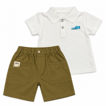 Bearbaby Boys Polo T-Shirt & Shorts Set – Casual Summer Outfit for Toddlers