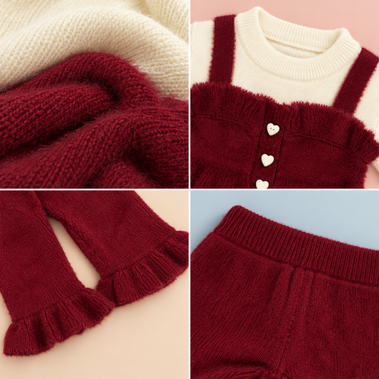 Bearbaby Baby Girls Dungaree Set | Winter Full Sleeve Top & Pants ---14