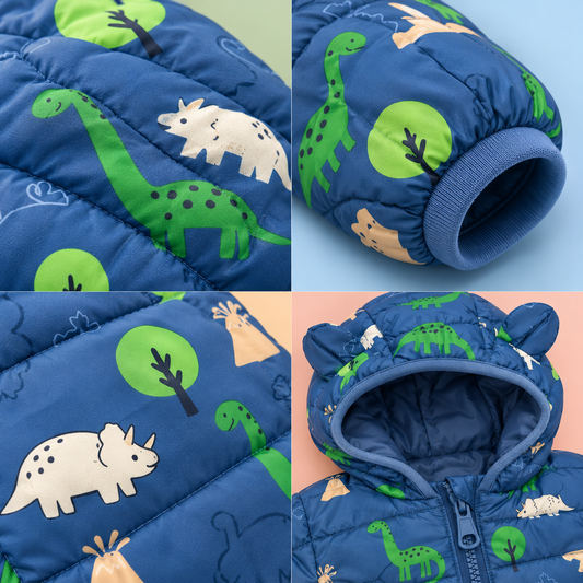 Bearbaby Baby Animal Ear Puffer Jacket | Hooded Printed Winter Jacket ---21