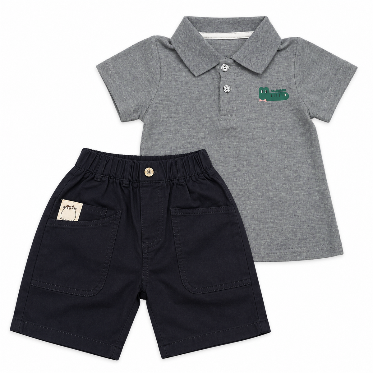 Bearbaby Boys Polo T-Shirt & Shorts Set – Casual Summer Outfit for Toddlers