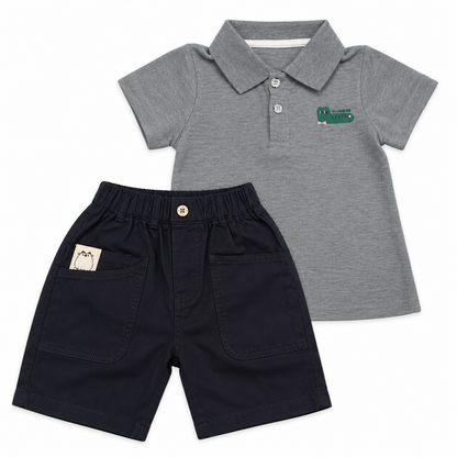 Bearbaby Boys Polo T-Shirt & Shorts Set – Casual Summer Outfit for Toddlers