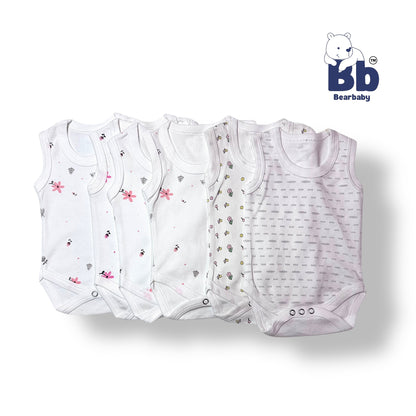 Bear baby Combo Pack of 6 -Baby Cotton Roamper/UniSex 0m-3m-6-Assorted Prints-White shade 4