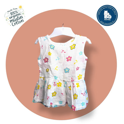 Baby Girl Organic Cotton Sleeveless Frock-Size(3M-6M)-Pack of 3-Assorted Prints 1