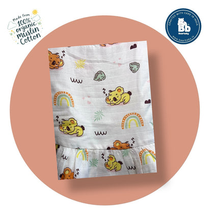 Baby Girl Organic Cotton Sleeveless Frock-Size(3M-6M)-Pack of 3-Assorted Prints 5
