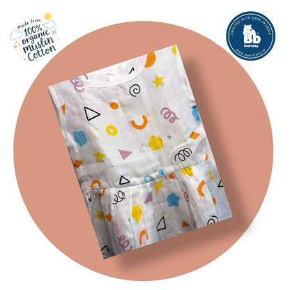 Baby Girl Organic Cotton Sleeveless Frock-Size(3M-6M)-Pack of 3-Assorted Prints 5
