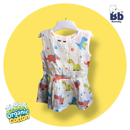 Baby Girl Organic Cotton Sleeveless Frock-Size6M-12M-Combo Pack of 3-Assorted Prints 1