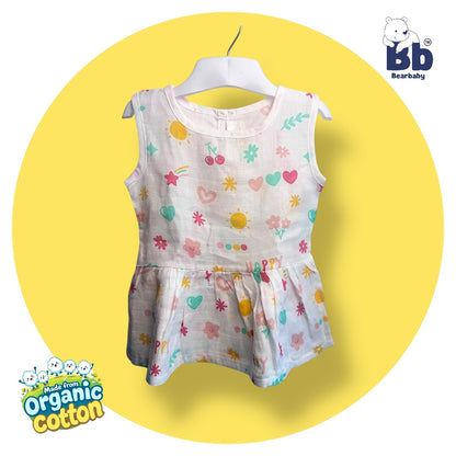 Baby Girl Organic Cotton Sleeveless Frock-Size6M-12M-Combo Pack of 3-Assorted Prints 3