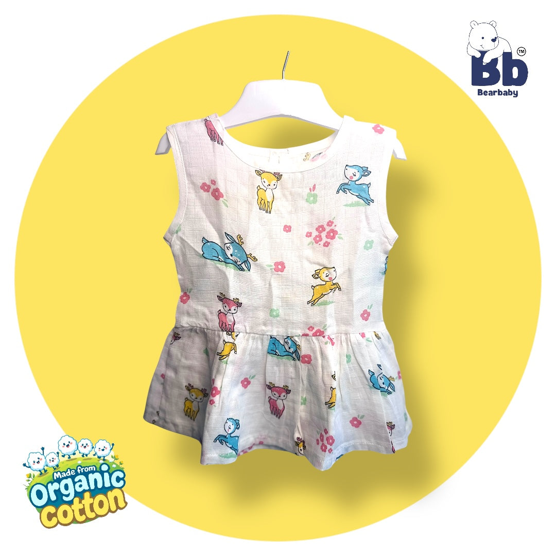 Baby Girl Organic Cotton Sleeveless Frock-Size6M-12M-Combo Pack of 3-Assorted Prints 4