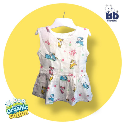 Baby Girl Organic Cotton Sleeveless Frock-Size6M-12M-Combo Pack of 3-Assorted Prints 4