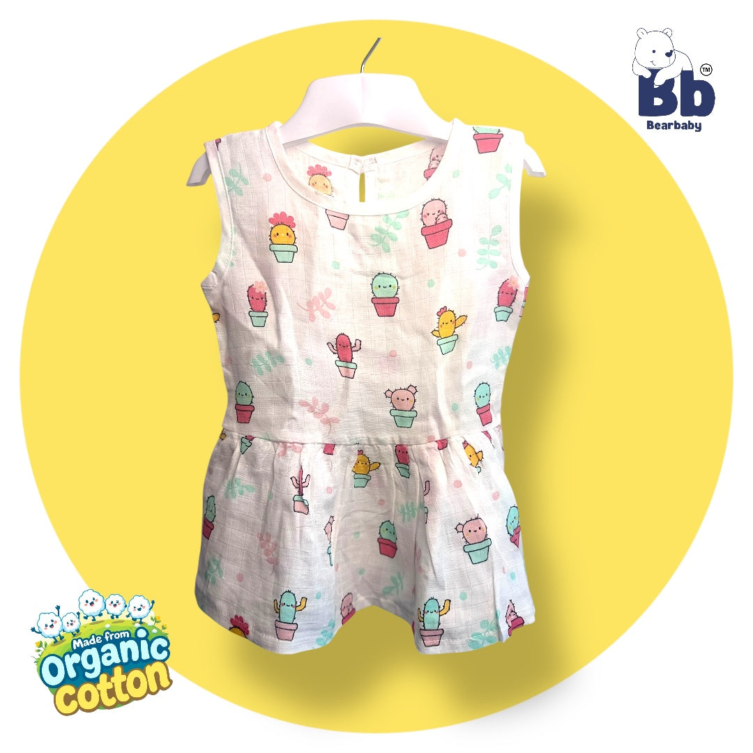 Baby Girl Organic Cotton Sleeveless Frock-Size6M-12M-Combo Pack of 3-Assorted Prints 4
