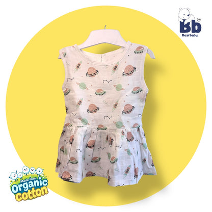 Baby Girl Organic Cotton Sleeveless Frock-Size6M-12M-Combo Pack of 2-Assorted Prints 3
