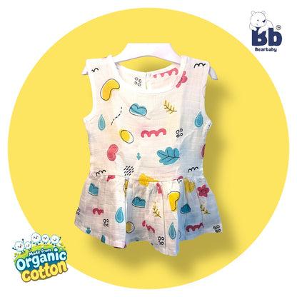 Baby Girl Organic Cotton Sleeveless Frock-Size6M-12M-Combo Pack of 2-Assorted Prints 4