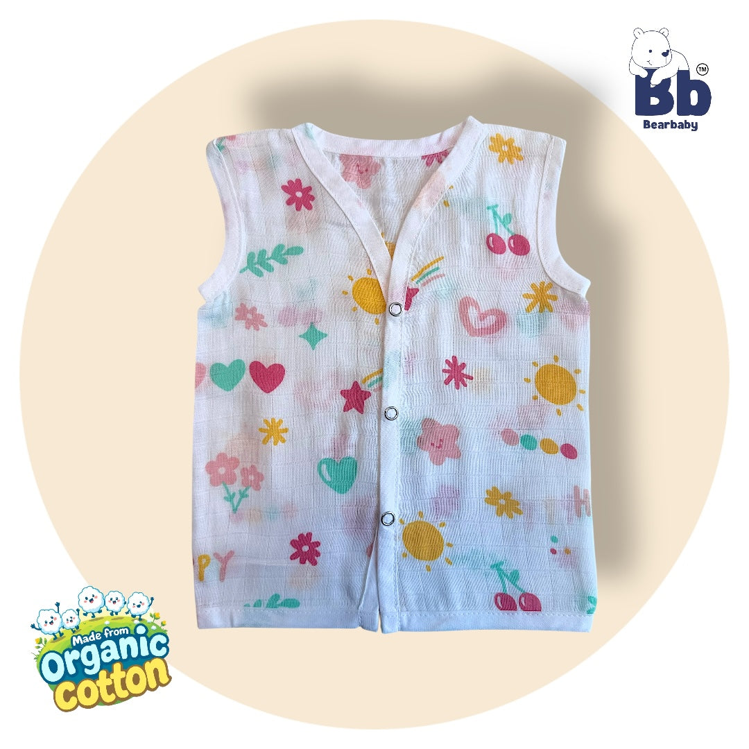 Baby Unisex Organic Cotton Muslin Jhabla -Size 0M to 3M-Combo Pack Of 3-Assorted Print 4