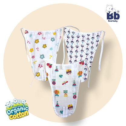 Organic Cotton 5Layer Insert Muslin Nappy -Size 3M to 6M-Combo Pack Of 3-Multi Print
