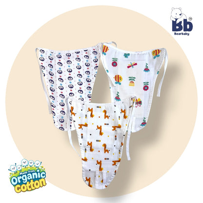 Organic Cotton 5Layer Insert Muslin Nappy -Size 3M to 6M-Combo Pack Of 3-Multi Print