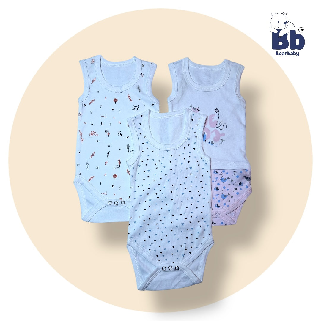 Baby Cotton Roamper Sleevless/UniSex -Size 9M to 12M-Combo Pack Of 3-Multi Print