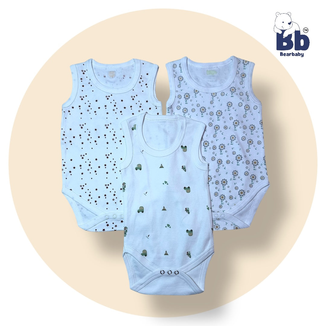Baby Cotton Roamper Sleevless/UniSex -Size 9M to 12M-Combo Pack Of 3-Multi Print