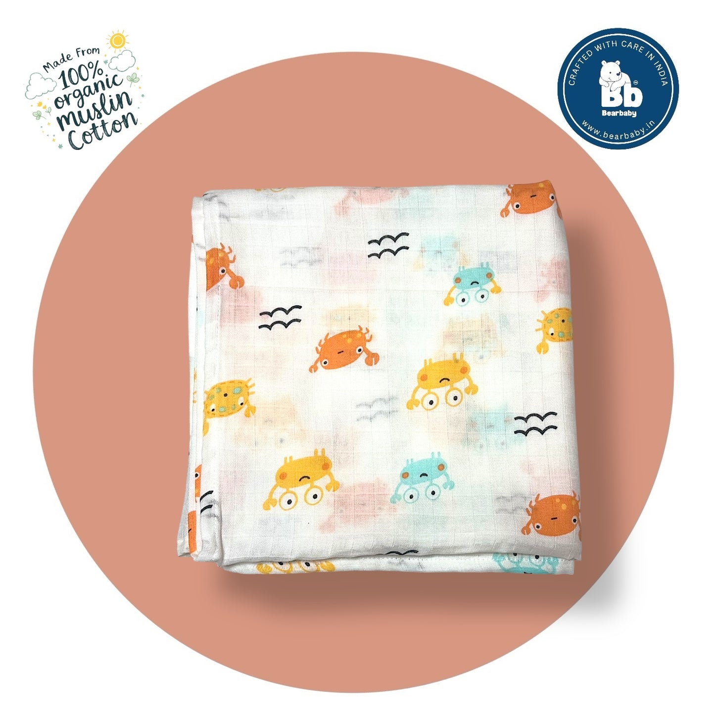 Muslin Soft Cotton Swaddle/Baby Wrapper-Size 100cm*100cm-Combo Pack of 3-Assorted Prints1