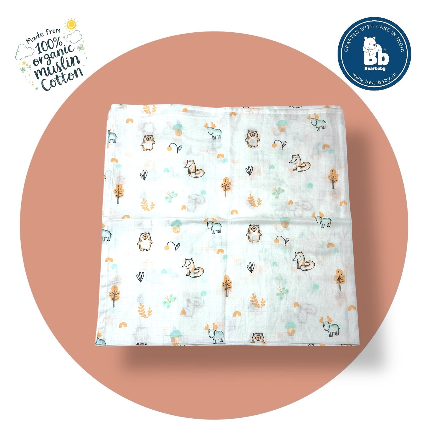 Muslin Soft Cotton Swaddle/Baby Wrapper-Size 100cm*100cm-Combo Pack of 3-Assorted Prints2