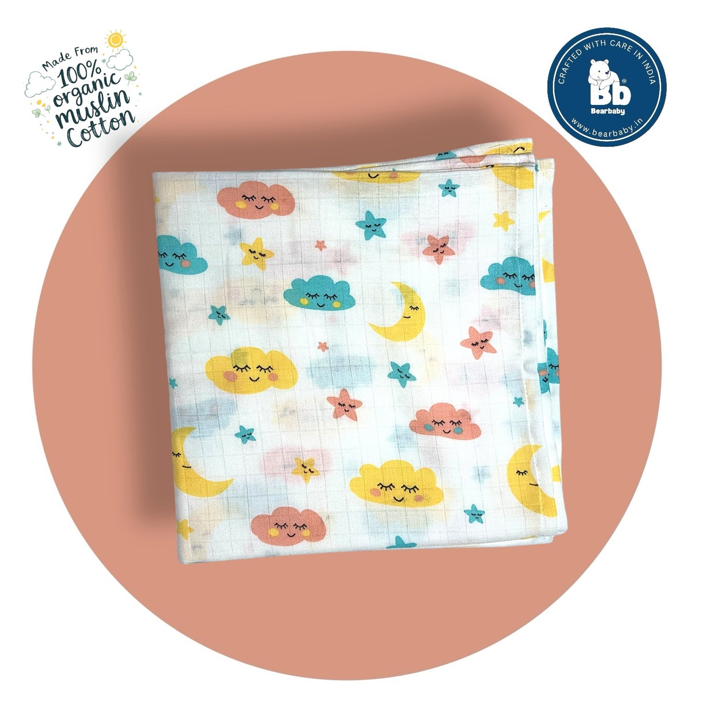 Muslin Soft Cotton Swaddle/Baby Wrapper-Size 100cm*100cm-Combo Pack of 3-Assorted Prints3