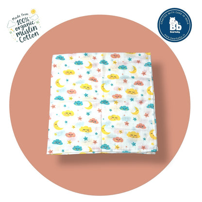 Muslin Soft Cotton Swaddle/Baby Wrapper-Size 100cm*100cm-Combo Pack of 3-Assorted Prints3
