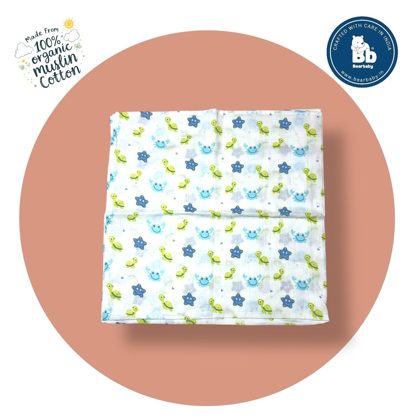 Muslin Soft Cotton Swaddle/Baby Wrapper-Size 100cm*100cm-Combo Pack of 3-Assorted Prints1