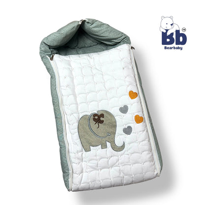 Embroidery Premium Baby Sleeping Bag/ Carry Nest/Mattress/Elephant Print