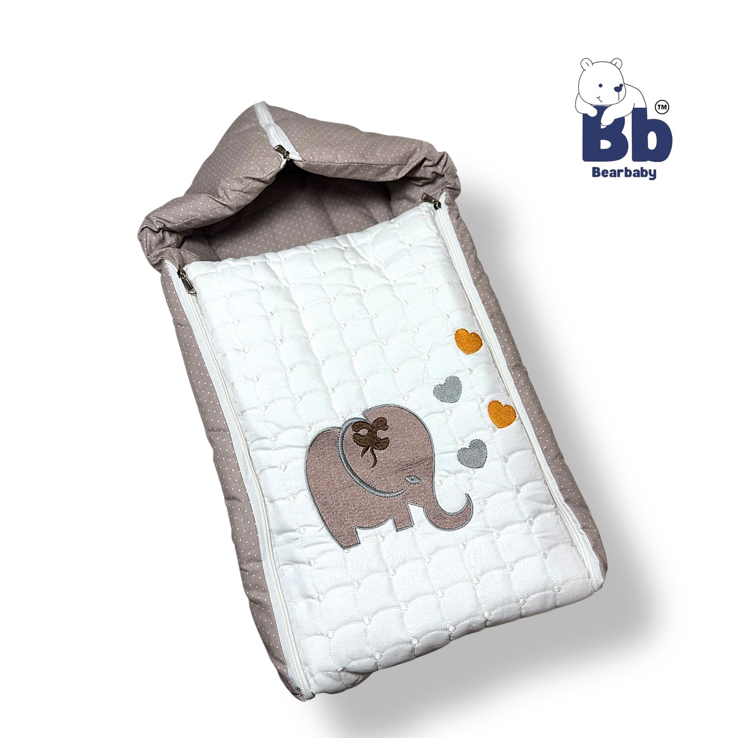 Embroidery Premium Baby Sleeping Bag/ Carry Nest/Mattress/Elephant Print