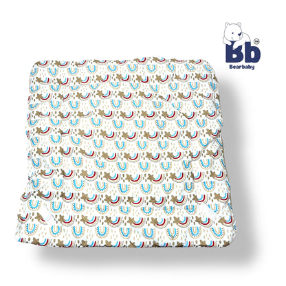 Cotton Quilted Hooded Wrapper/Blanket For Baby-Rainbow Print