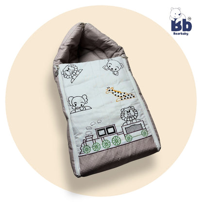 Premium Embroidery Print 3 in 1 Baby Bed Sleeping Bag /Carry Nest/Mattress