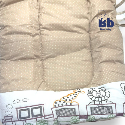Premium EmbroideryBaby Bed with Thick Mattress & Mosquito Net & Neck Pillowwith Zip Closure