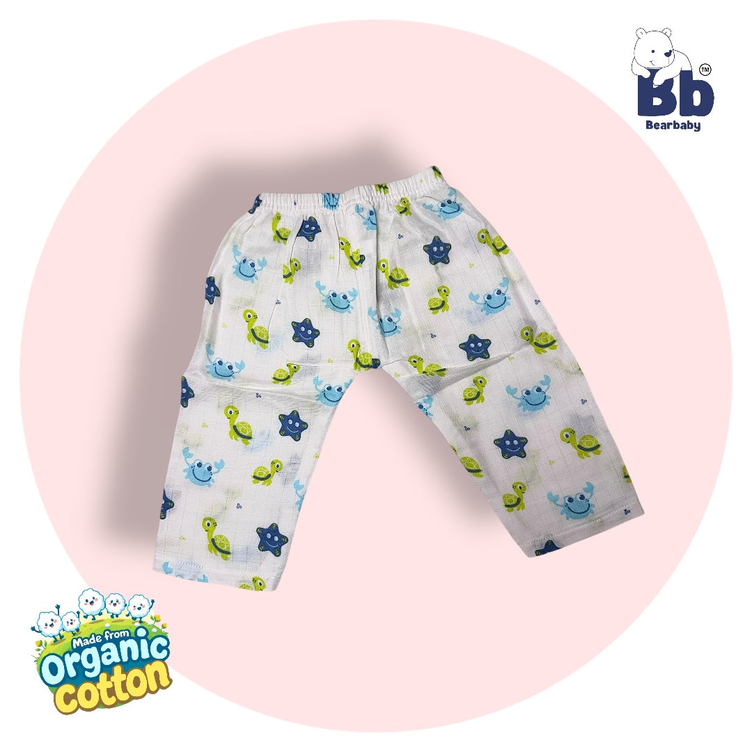 Baby Unisex Organic Cotton Muslin Full Sleeves Jhabla & Payjama Set - Size 9m-12m-Trutle Print