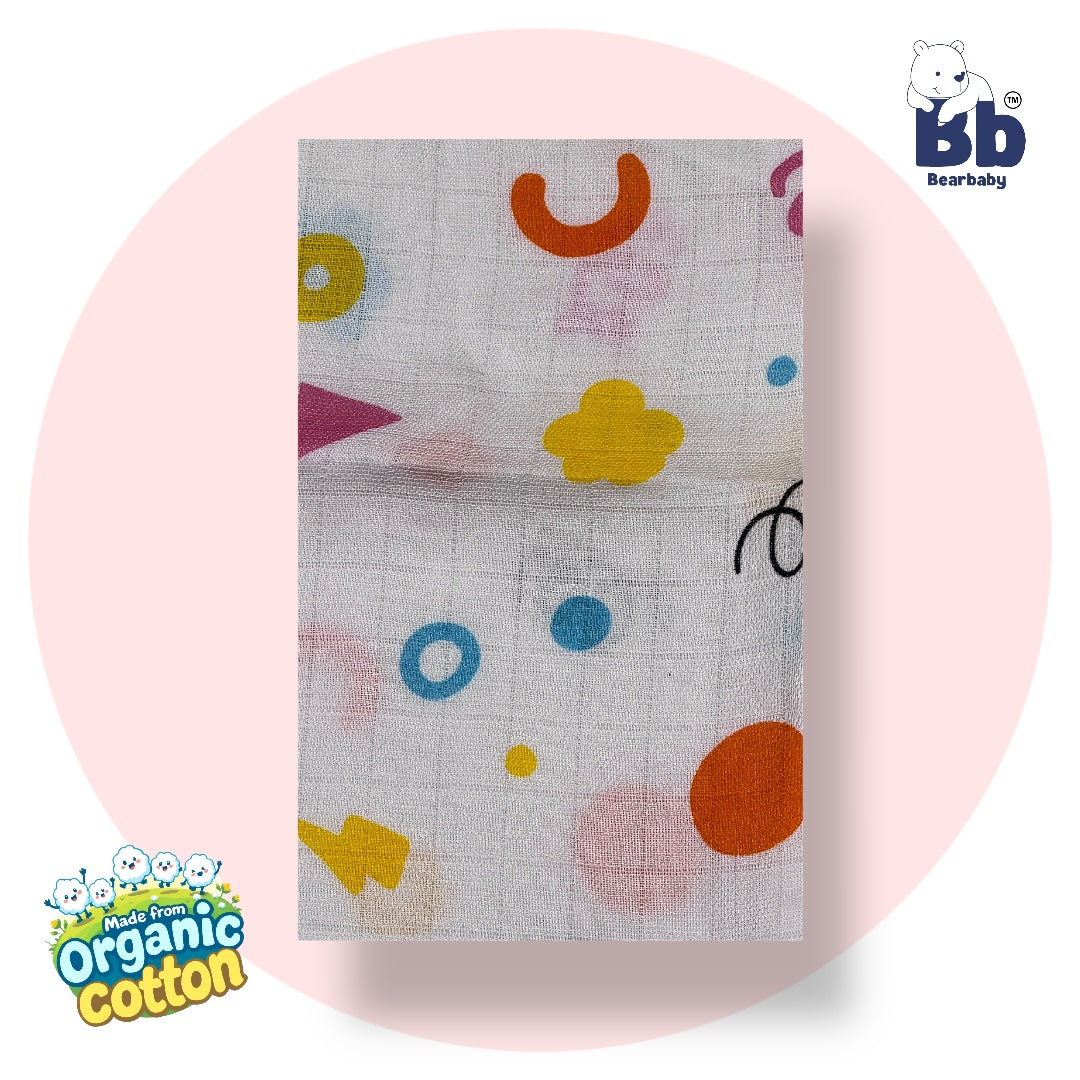Baby Unisex Organic Cotton Muslin Full Sleeves Jhabla & Payjama Set - Size 9m-12m-Shape Pattern