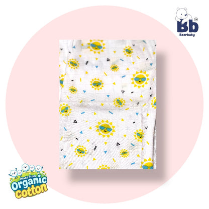 Baby Unisex Organic Cotton Muslin Full Sleeves Jhabla & Payjama Set - Size 6m-9m-Sun Print