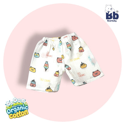 Baby Unisex Organic Cotton Muslin  Sleevless Jhabla & Payjama Set - Size 9m-12m-Ice Cream Print