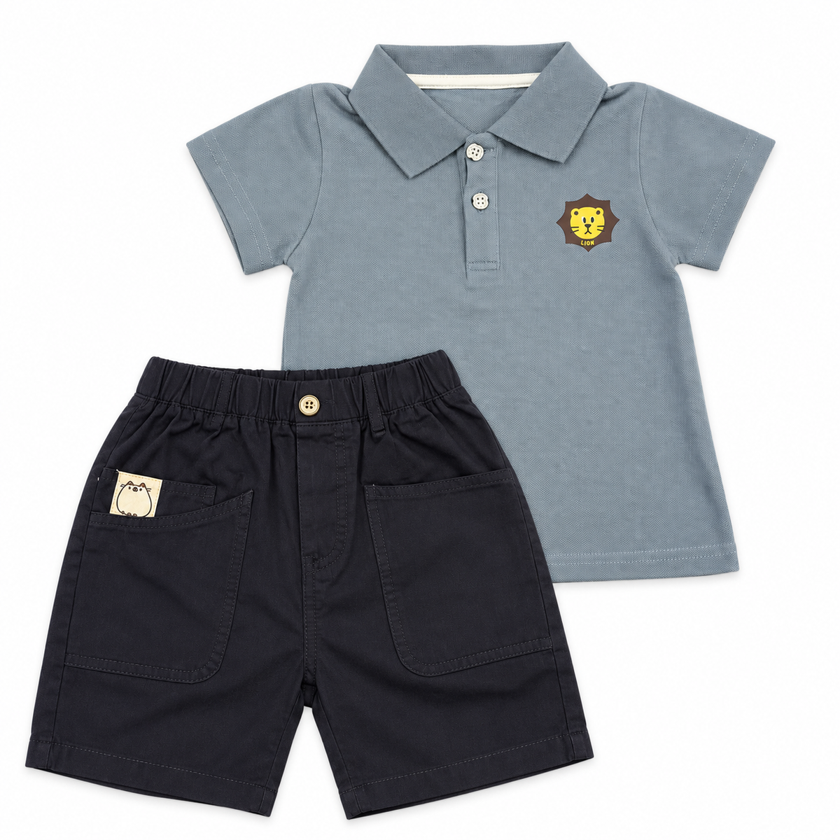 Bearbaby Boys Polo T-Shirt & Shorts Set – Casual Summer Outfit for Toddlers