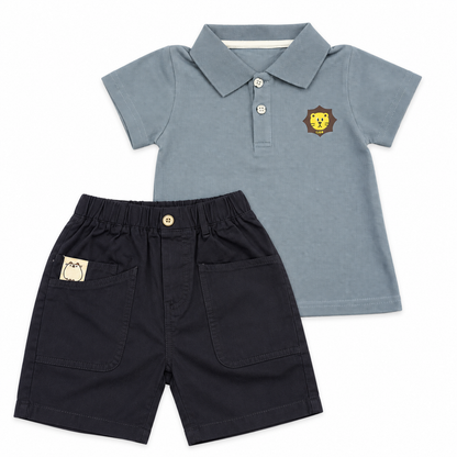 Bearbaby Boys Polo T-Shirt & Shorts Set – Casual Summer Outfit for Toddlers
