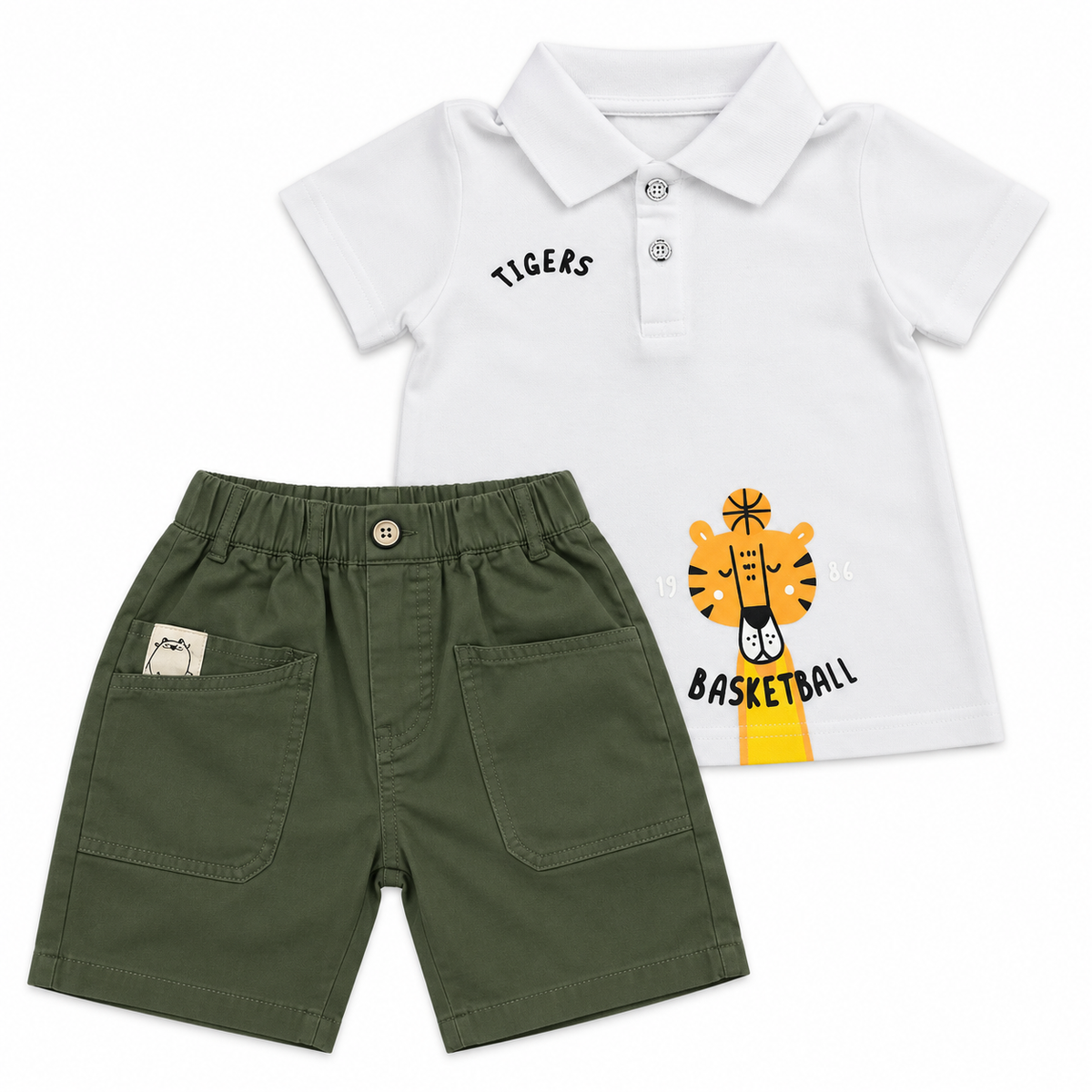 Bearbaby Boys Polo T-Shirt & Shorts Set – Casual Summer Outfit for Toddlers