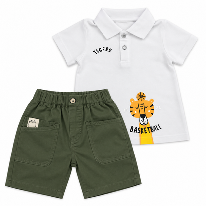 Bearbaby Boys Polo T-Shirt & Shorts Set – Casual Summer Outfit for Toddlers