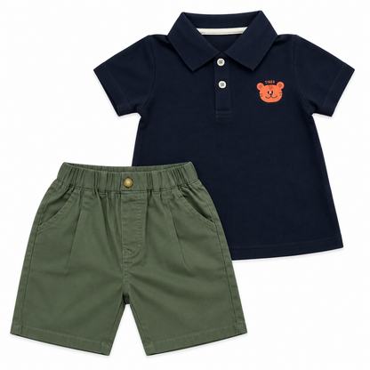 Bearbaby Boys Polo T-Shirt & Shorts Set – Casual Summer Outfit for Toddlers